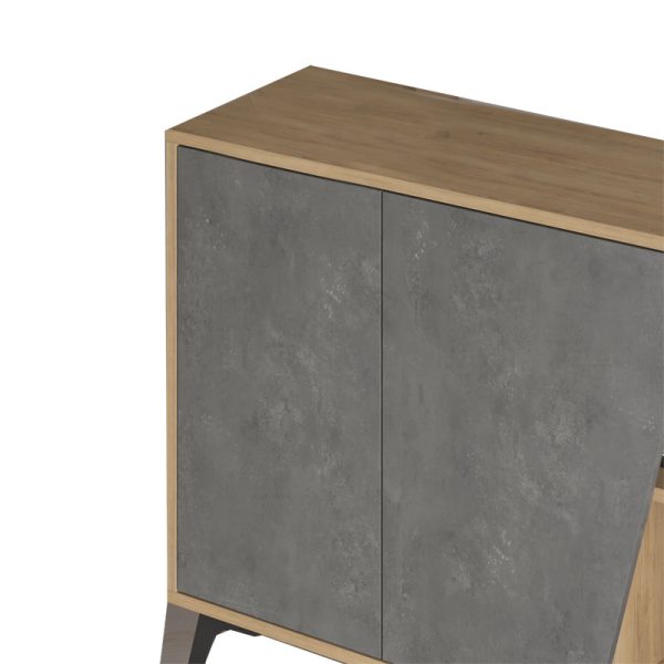 119 001128 3 6 Buffet Hana pakoworld natural-charcoal antique 150x35.5x82cmIndoor furniture > Buffets