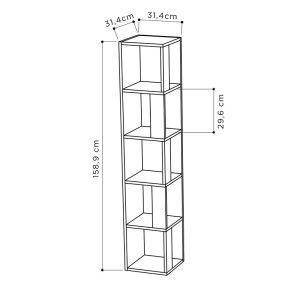 119 001143 2 3 Corner bookcase Raphael pakoworld white 31.5x31.5x159cmIndoor furniture > Bookshelves