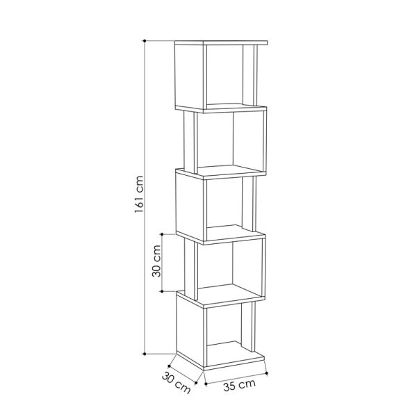 119 001184 3 9 Bookcase - Column Piri pakoworld white melamine 35x30x161cmIndoor furniture > Bookshelves