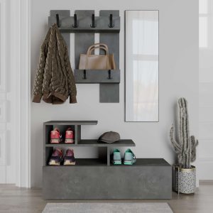 119 001221 2 2 Entrance furniture Vesty pakoworld melamine in retro grey color 100x30x61cmIndoor furniture > Entrance furniture
