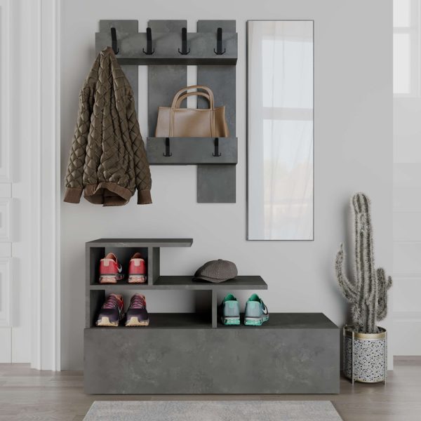 119 001221 2 2 Entrance furniture Vesty pakoworld melamine in retro grey color 100x30x61cmIndoor furniture > Entrance furniture