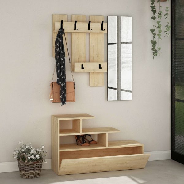 119 001222 2 7 Entrance furniture Vesty pakoworld melamine in natural color 100x30x61cmIndoor furniture > Entrance furniture