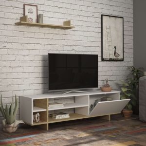119 001227 2 3 Tv unit Saloon pakoworld in white-oak color 160x35.5x44cmIndoor furniture > Living room sets