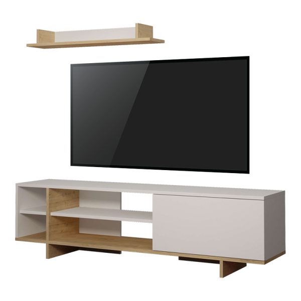 119 001227 5 Tv unit Saloon pakoworld in white-oak color 160x35.5x44cmIndoor furniture > Living room sets