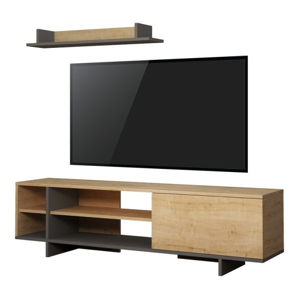 119 001228 5 Tv unit Saloon pakoworld in dark grey-oak color 160x35.5x44cmIndoor furniture > Living room sets