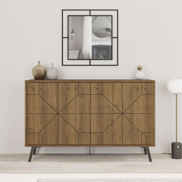 119 001230 2 3 Buffet Dune pakoworld in walnut color 123x35x77.4cmIndoor furniture > Buffets