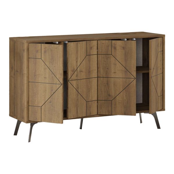 119 001230 3 3 Buffet Dune pakoworld in walnut color 123x35x77.4cmIndoor furniture > Buffets
