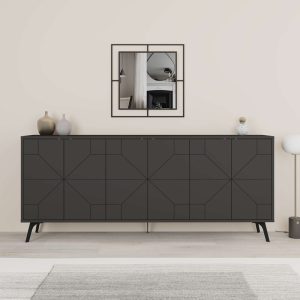119 001231 2 5 Buffet Dune pakoworld in dark grey color 181x35x77.4cmIndoor furniture > Buffets