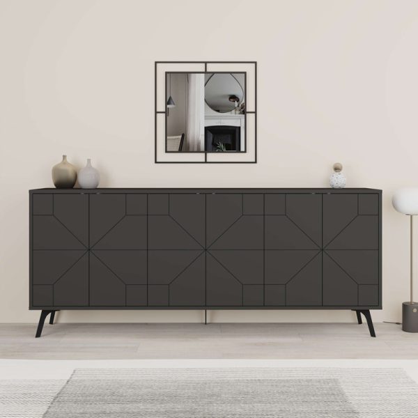 119 001231 2 5 Buffet Dune pakoworld in dark grey color 181x35x77.4cmIndoor furniture > Buffets