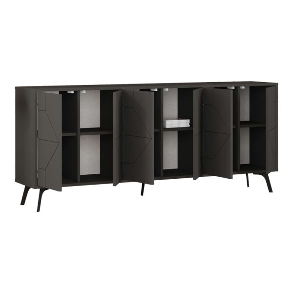 119 001231 3 5 Buffet Dune pakoworld in dark grey color 181x35x77.4cmIndoor furniture > Buffets