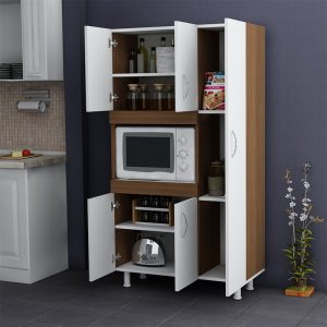 120 000003 2 7 Kitchen cabinets Defne pakoworld in white-walnut color 89x37.5x160cmIndoor furniture > Home organization