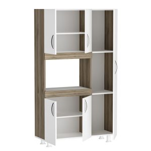120 000003 3 7 Kitchen cabinets Defne pakoworld in white-walnut color 89x37.5x160cmIndoor furniture > Home organization