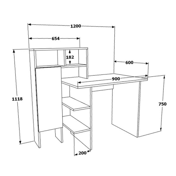 120 000022 3 5 Office desk Slate pakoworld white-oak 20x60x112cmOffice furniture > Working desk