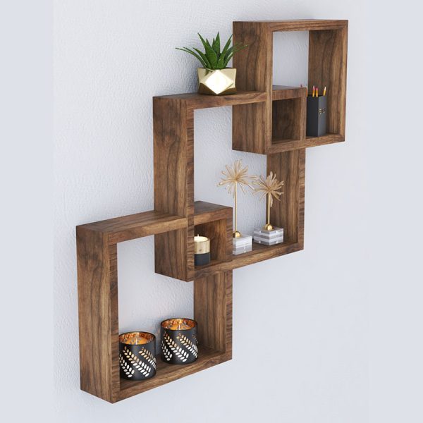 120 000060 3 11 Wall shelf unit Maas pakoworld walnut 33x8.5x33cmIndoor furniture > Wall shelves