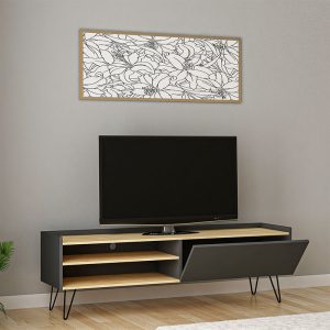 120 000101 2 5 Tv stand Veronica pakoworld in dark grey-natural 120x33x49,5cmIndoor furniture > TV stands