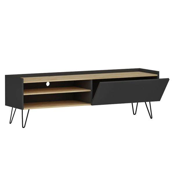 120 000101 3 5 Tv stand Veronica pakoworld in dark grey-natural 120x33x49,5cmIndoor furniture > TV stands