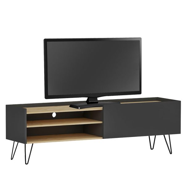 120 000101 8 Tv stand Veronica pakoworld in dark grey-natural 120x33x49,5cmIndoor furniture > TV stands