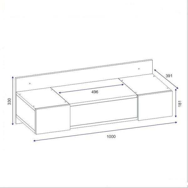 120 000126 3 4 Hanging dressing table with mirror Tabia pakoworld white 100x39x33cmIndoor furniture > Drawers-consoles