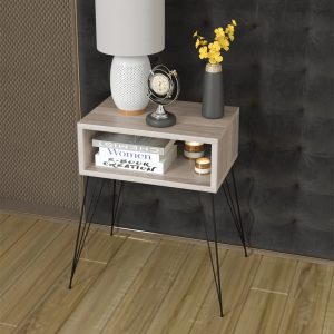 120 000141 2 5 Nightstand Naida pakoworld grey-beige-black 45x30x59cmIndoor furniture > Bedside tables