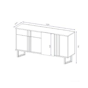 120 000188 4 4 Buffet Amanda pakoworld walnut-black 160x40x78.5cmIndoor furniture > Buffets