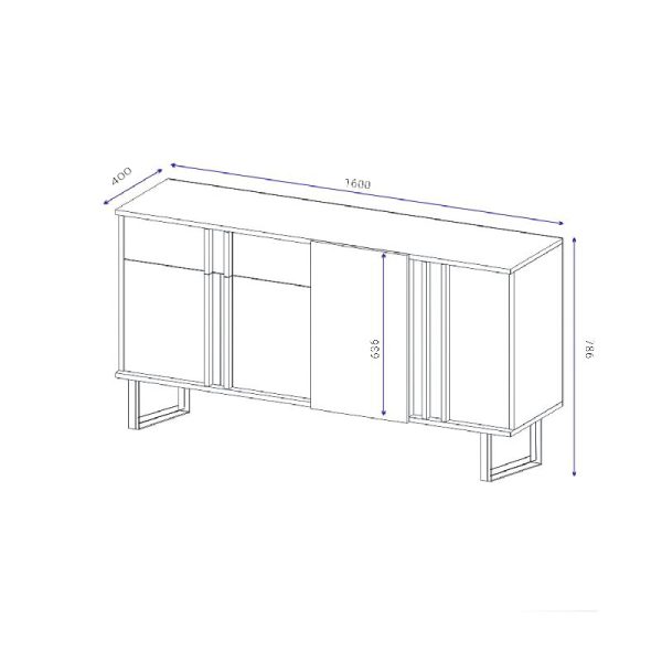 120 000188 4 4 Buffet Amanda pakoworld walnut-black 160x40x78.5cmIndoor furniture > Buffets