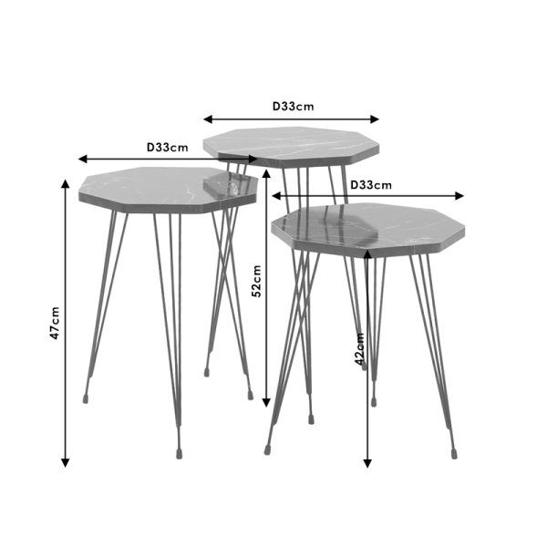 120 000243 2 5 Side tables set 3pcs Buena pakoworld marble imitation blackIndoor furniture > Tables auxiliary