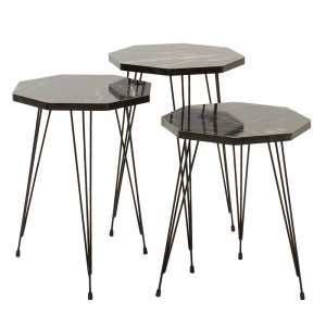 120 000243 6 Side tables set 3pcs Buena pakoworld marble imitation blackIndoor furniture > Tables auxiliary