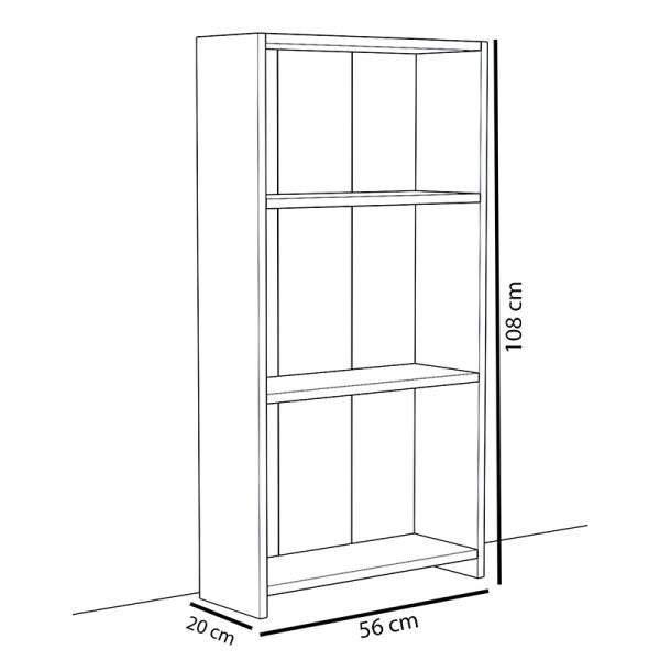 120 000255 4 5 Bookcase Ferma pakoworld sonoma-white 56x20x108cmIndoor furniture > Bookshelves
