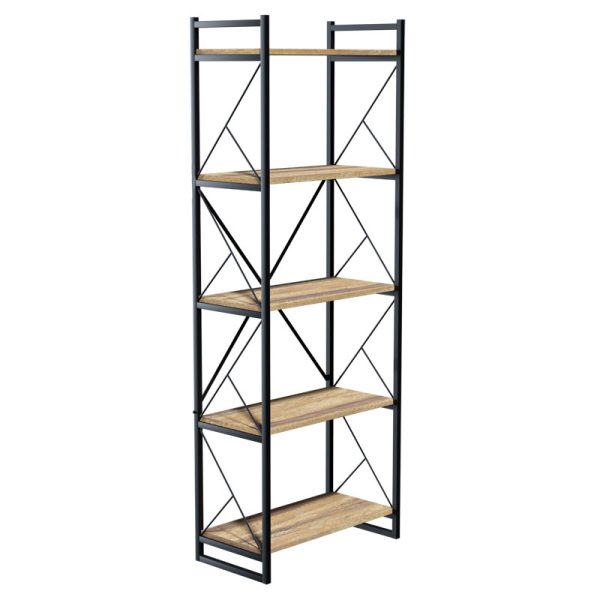 120 000330 10 Bookcase Baker pakoworld walnut-black 66x34x180cmIndoor furniture > Bookshelves