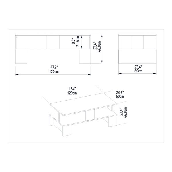120 000372 2 2 Coffee table Olly pakoworld white 120x60x47cmIndoor furniture > Coffee tables