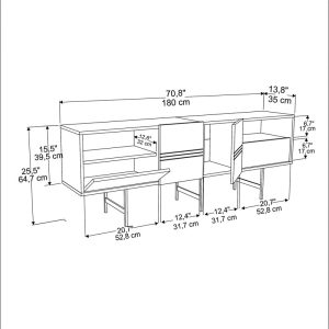 120 000380 3 2 Tv stand Kevan pakoworld walnut-black leg 180x35x65cmIndoor furniture > TV stands