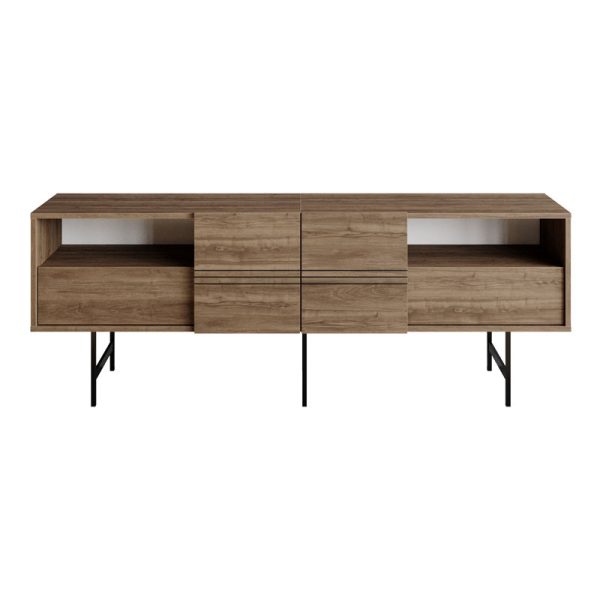 120 000380 4 Tv stand Kevan pakoworld walnut-black leg 180x35x65cmIndoor furniture > TV stands