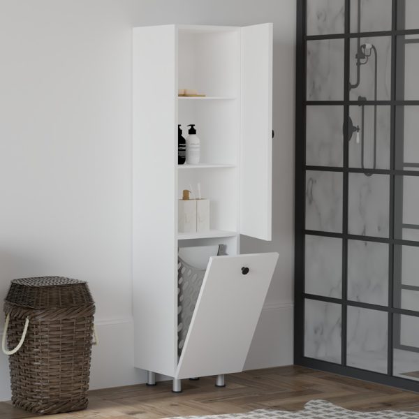 120 000383 2 10 Cabinet Gingo pakoworld melamine white 33x35x159cmIndoor furniture > Home organization > Bathroom > Cabinets