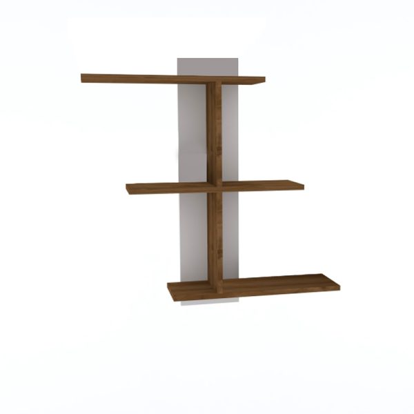 120 000453 2 Norman pakoworld melamine wall shelf in walnut-white shade 110x19.5x90cmIndoor furniture > Wall shelves