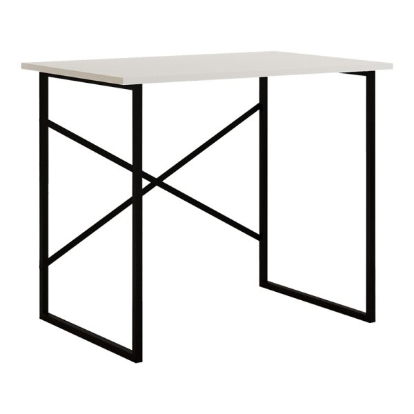 120 000468 11 Zayn pakoworld desk black metal and melamine in white shade 90x60x70cmOffice furniture > Working desk