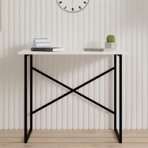 120 000468 2 9 Zayn pakoworld desk black metal and melamine in white shade 90x60x70cmOffice furniture > Working desk