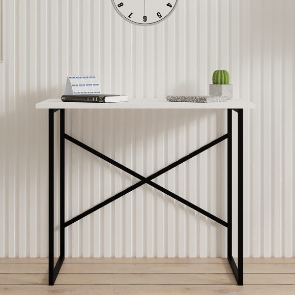 120 000468 2 9 Zayn pakoworld desk black metal and melamine in white shade 90x60x70cmOffice furniture > Working desk