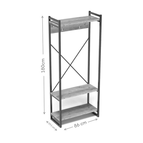 120 000469 3 2 Entrance furniture with hanger Baker pakoworld black metal and white melamine 90x34x180cmIndoor furniture > Entrance furniture