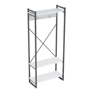 120 000469 4 Entrance furniture with hanger Baker pakoworld black metal and white melamine 90x34x180cmIndoor furniture > Entrance furniture
