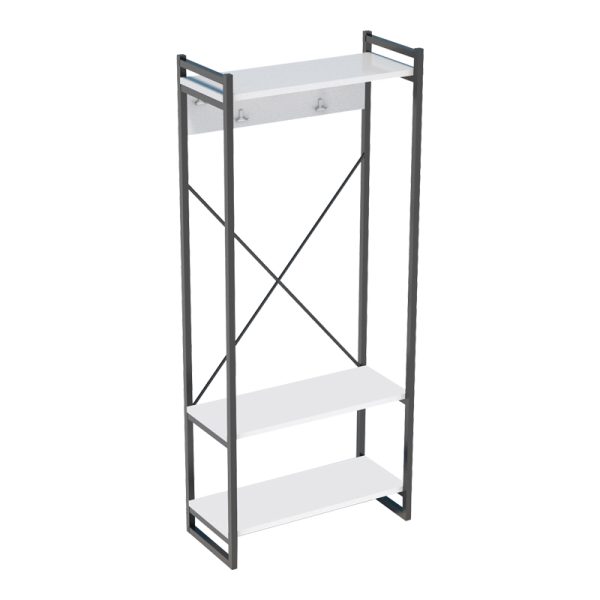 120 000469 4 Entrance furniture with hanger Baker pakoworld black metal and white melamine 90x34x180cmIndoor furniture > Entrance furniture