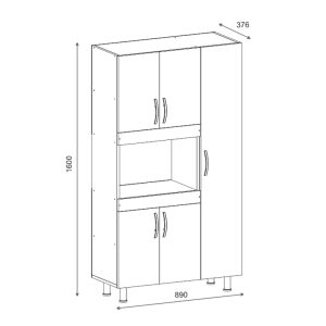 120 000480 4 7 Defne pakoworld kitchen cabinet in white 89x37.5x160cmIndoor furniture > Home organization > Kitchen