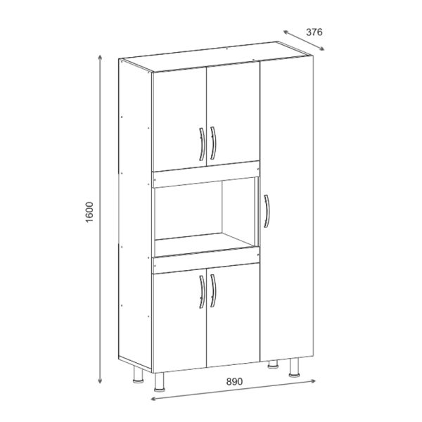 120 000480 4 7 Defne pakoworld kitchen cabinet in white 89x37.5x160cmIndoor furniture > Home organization > Kitchen
