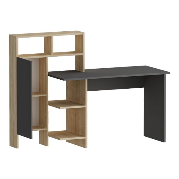 120 000482 3 2 Calisma pakoworld desk with shelf in oak-anthracite shade 135x60x111cmOffice furniture > Working desk