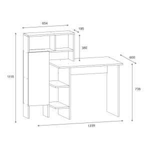 120 000482 4 2 Calisma pakoworld desk with shelf in oak-anthracite shade 135x60x111cmOffice furniture > Working desk