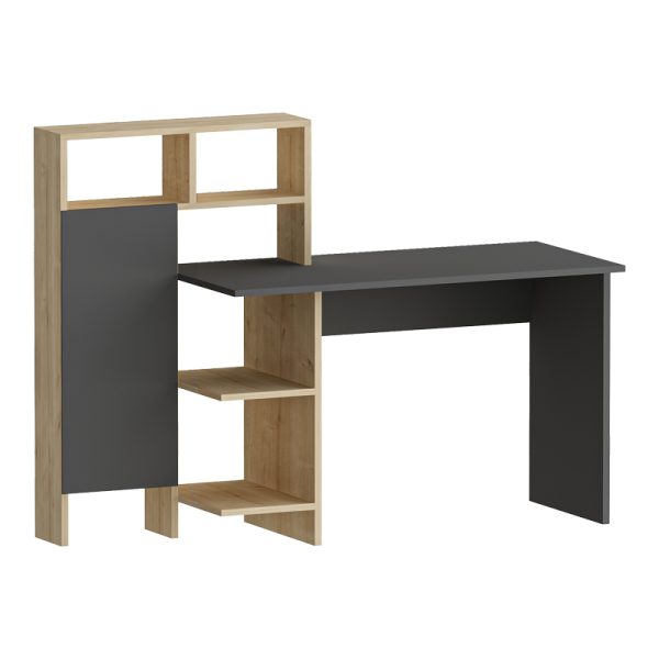 120 000482 5 Calisma pakoworld desk with shelf in oak-anthracite shade 135x60x111cmOffice furniture > Working desk