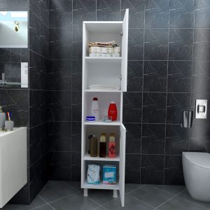 120 000483 2 4 Wanka pakoworld column wardrobe in white 30x32x144cmIndoor furniture > Home organization > Bathroom