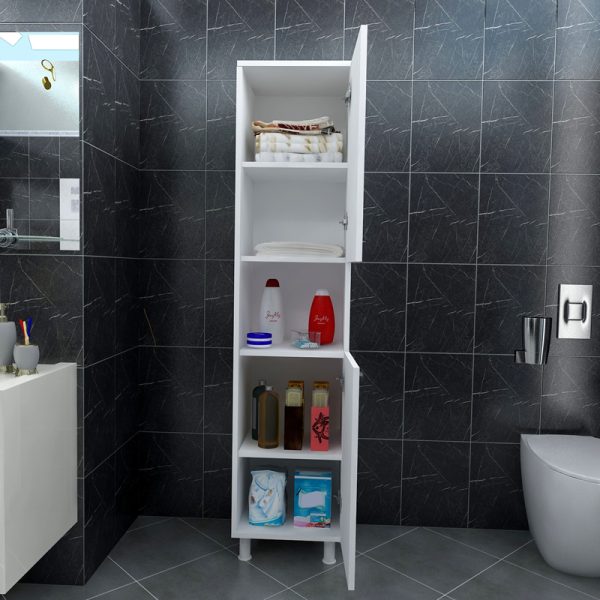 120 000483 2 4 Wanka pakoworld column wardrobe in white 30x32x144cmIndoor furniture > Home organization > Bathroom