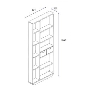 120 000484 4 6 Bookcase with drawers Dakin pakoworld in oak shade 80x25x190cmIndoor furniture > Bookshelves