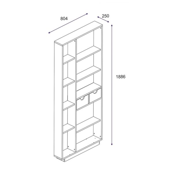 120 000484 4 6 Bookcase with drawers Dakin pakoworld in oak shade 80x25x190cmIndoor furniture > Bookshelves