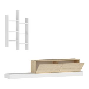 120 000489 3 4 Rumba pakoworld TV cabinet in white-oak shade 180x30x31cmIndoor furniture > TV stands